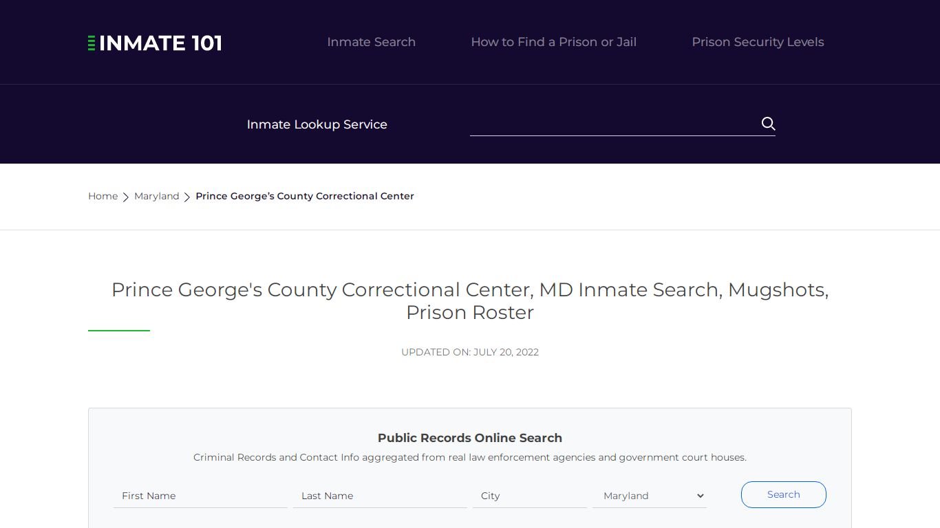 Prince George's County Correctional Center, MD Inmate ...